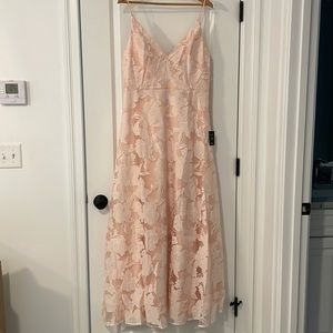 NWT LULUS CELEBRATIVE MOOD BLUSH PINK FLORAL A-LINE MAXI DRESS